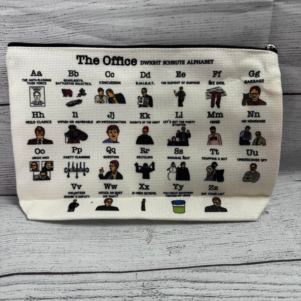 The Office Dwight Schrute Alphabet Canvas Makeup Bag/Pencil Pouch With Zipper